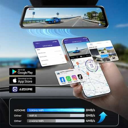 4K 2 kanalų WiFi GPS vaizdo registratorius AZDOME PG17Max