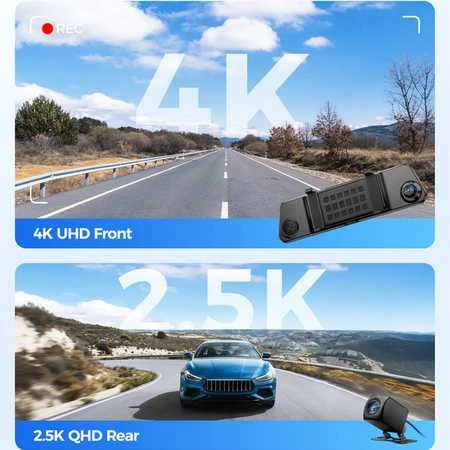 4K 2 kanalų WiFi GPS vaizdo registratorius AZDOME PG17Max