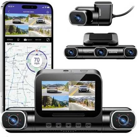 AZDome M660 2K 1440p + 3x 1080p, GPS, Wi-Fi, 128GB, valdymas balsu - vaizdo registratorius su keturiomis kameromis