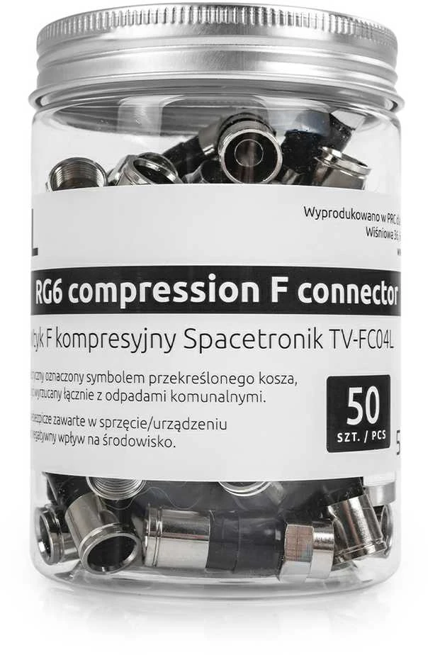 Spacetronik RG6 F jungtys plastikiniame indelyje