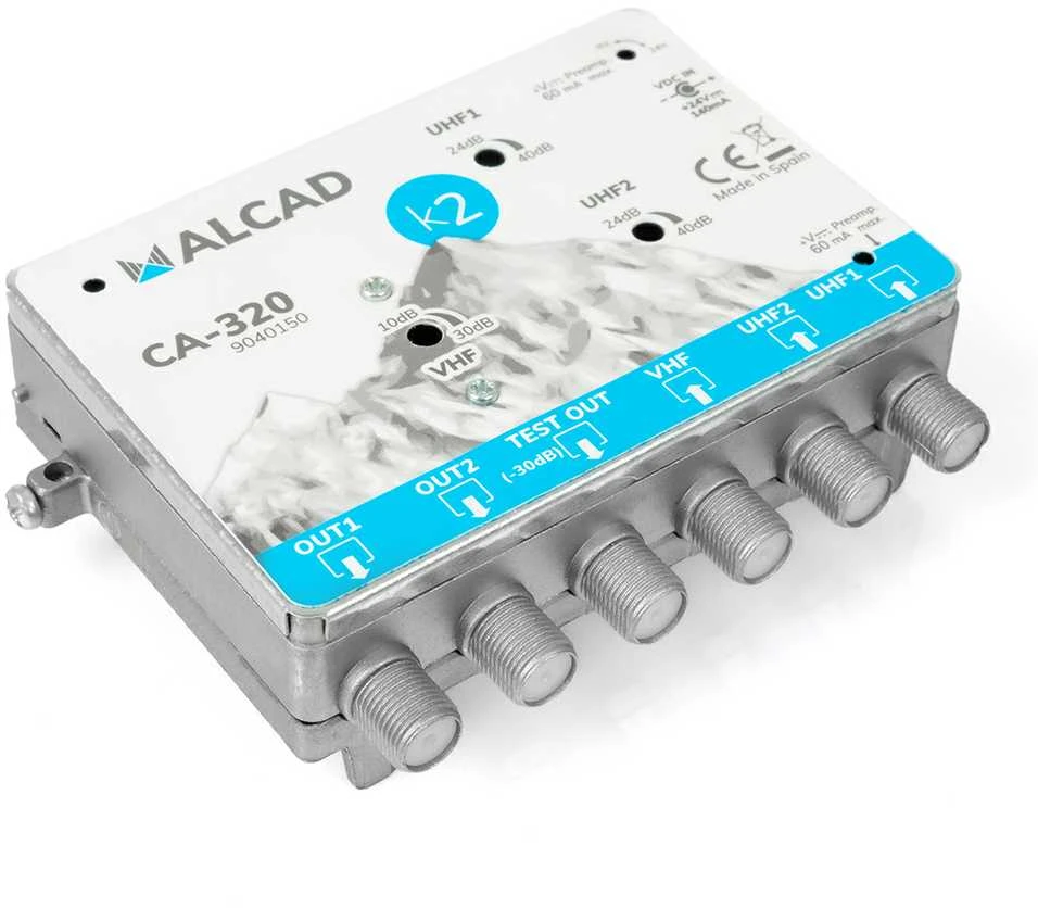 ALCAD CA-320 kelių juostų TV stiprintuvas 24V 40dB