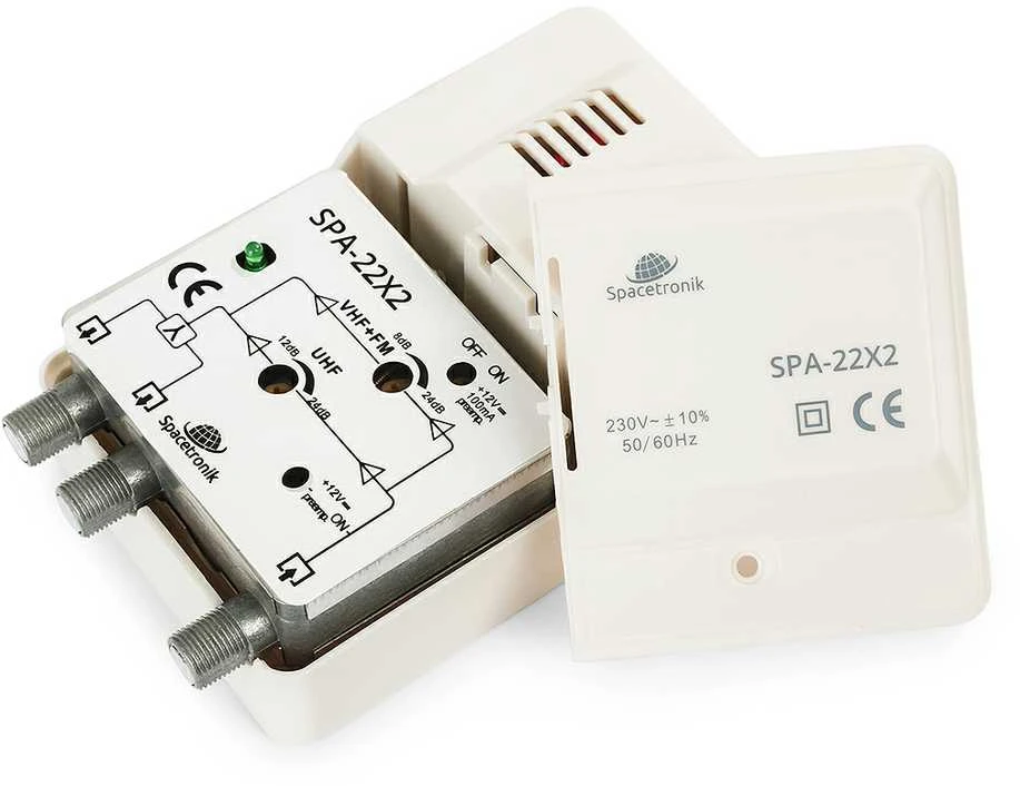Spacetronik SPA-22X2 FM/VHF UHF 12V TV stiprintuvas