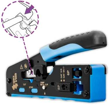 RJ45/RJ12/RJ11 Spacetronik PT-CT03 užspaudimo įrankis