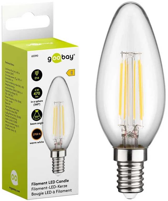 LED kaitinimo lemputė 4W E14 2700K Candle Goobay E