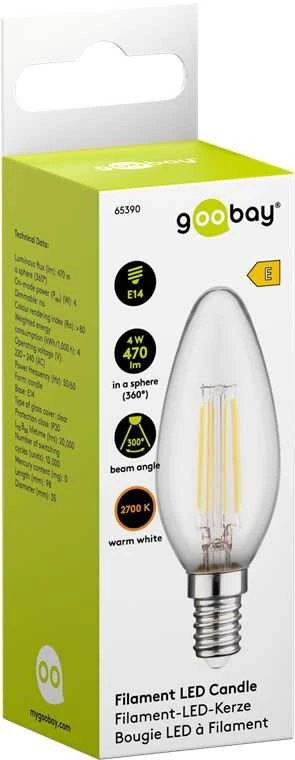 LED kaitinimo lemputė 4W E14 2700K Candle Goobay E