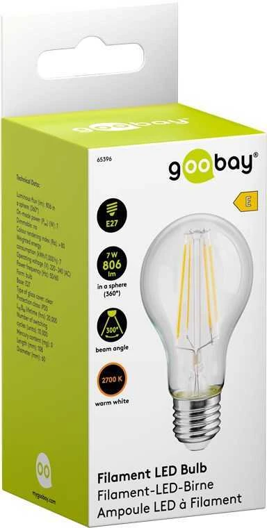 LED kaitrinė lemputė 7W E27 2700K Goobay E