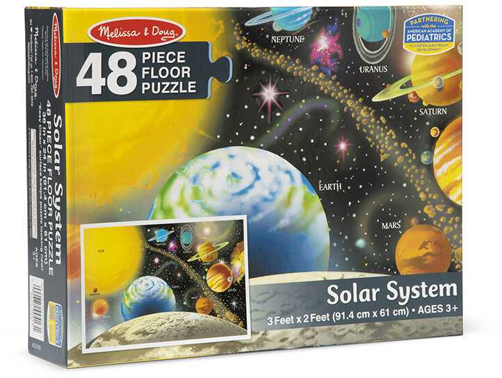 Dėlionė Melissa & Doug Didelis grindų galvosūkis saulės sistema 48 vienetų 91x61 cm žaislas trejų metų vaikui