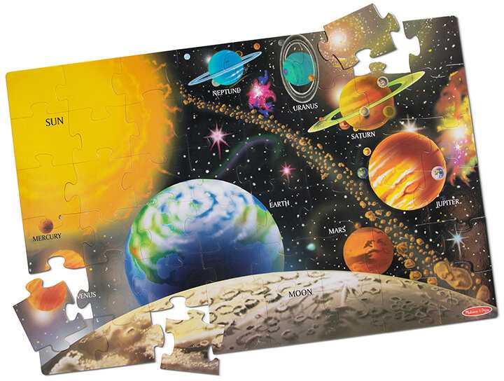 Dėlionė Melissa & Doug Didelis grindų galvosūkis saulės sistema 48 vienetų 91x61 cm žaislas trejų metų vaikui