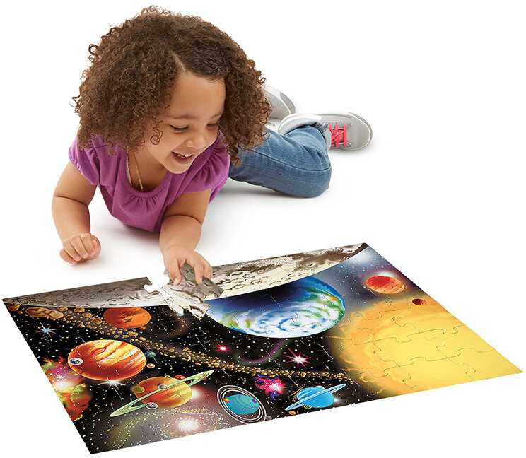Dėlionė Melissa & Doug Didelis grindų galvosūkis saulės sistema 48 vienetų 91x61 cm žaislas trejų metų vaikui