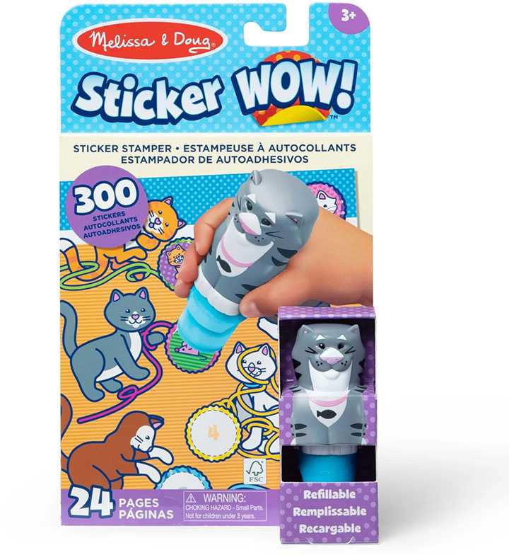 Melissa & Doug Žaislai vaikams 3+ Lipdukai Antspaudas Cat StickerWOW knyga