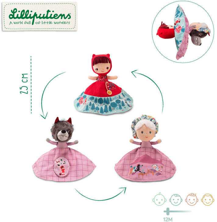 Lilliputiens Pasakojimų lėlė - Raudonkepuraitė (3 personažai viename)