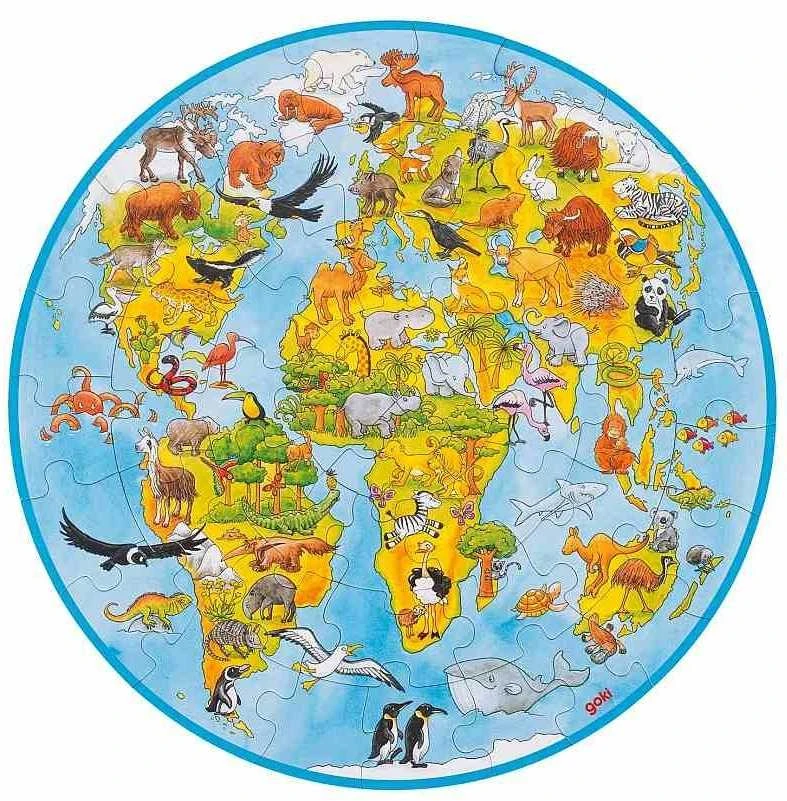 Goki Medinės dėlionės vaikams - XXL pasaulis, montessori žaislas