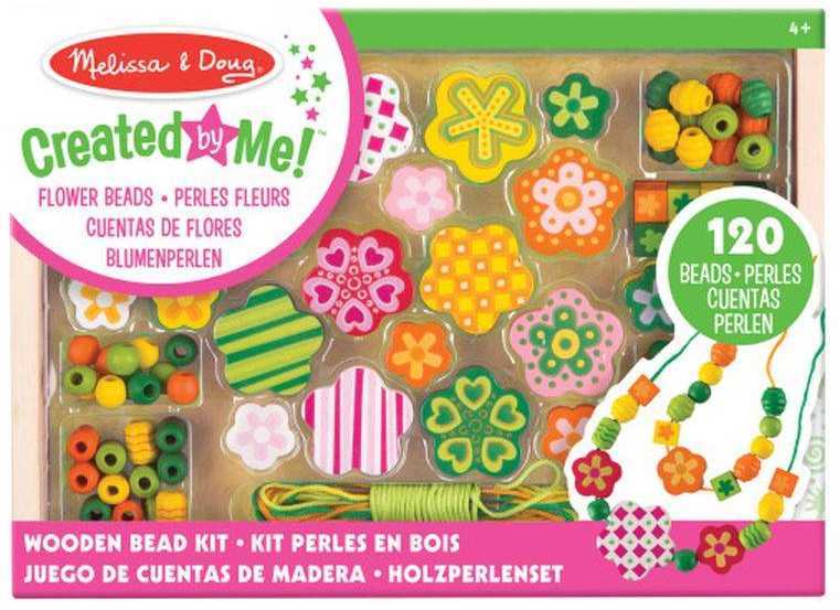 Melissa & Doug Medinių karoliukų vėrimo rinkinys Gėlytės 120 d. Melissa &amp; Doug, 14178