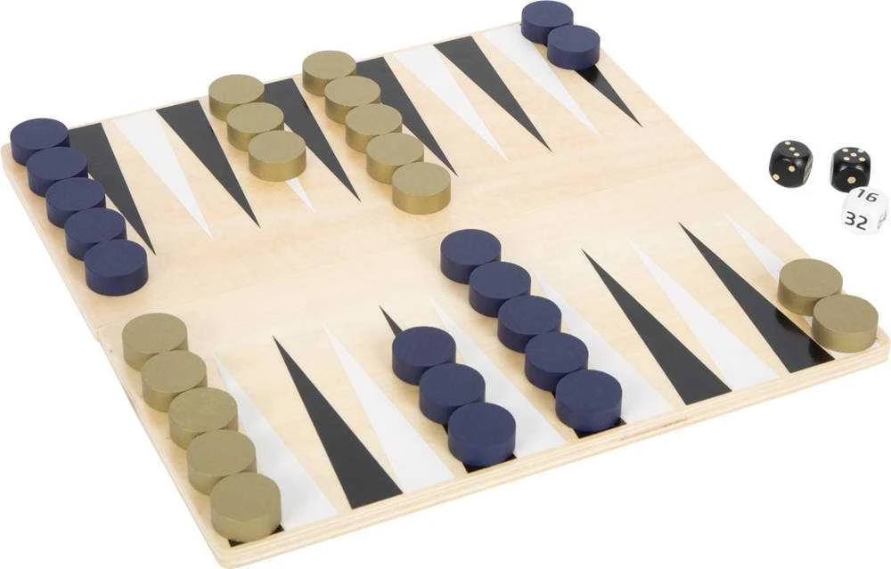 Small Foot Rinkinys mediniai stalo žaidimai 3in1 šachmatų šaškės Backgammon Dėlionės žaidimas