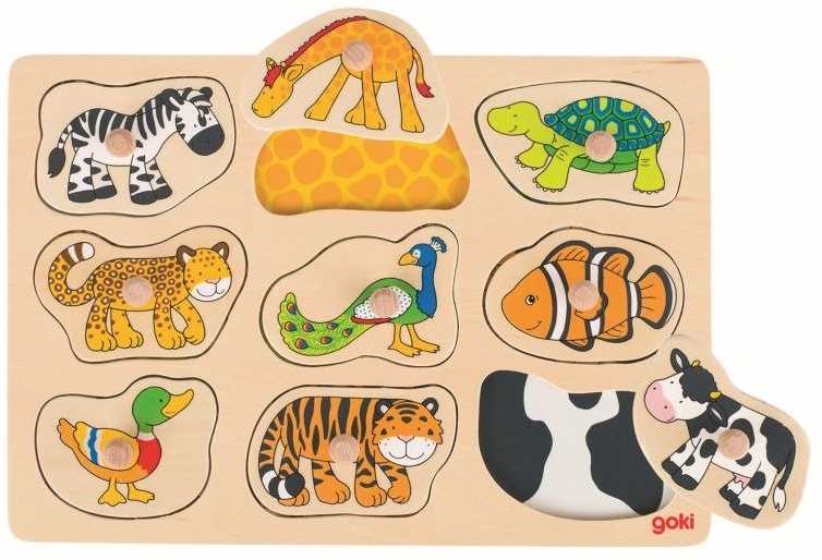 Goki Puzzle - dėlionė su rankenėlėmis, gyvūno motyvais (GOKI-57585)