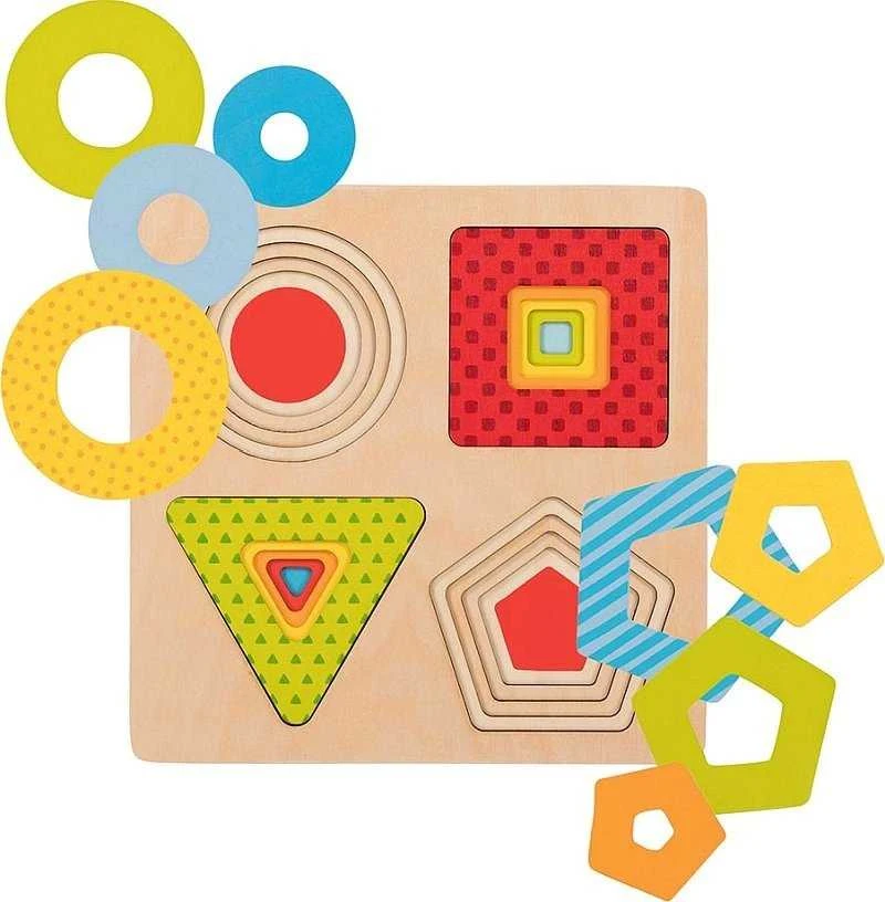 Goki Wooden Geometric Puzzle formų geometrija - vaikams, Montessori aids uniw
