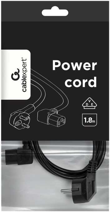 CABLE POWER ANGLED VDE 1.8M / 10A PC-186A-VDE GEMBIRD, modelis - PC ...