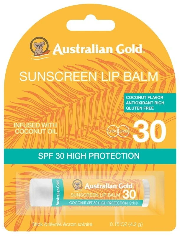 Australian Gold Lūpų balzamas SPF30 Coconut Oil Apsauginis lūpų balzamas nuo saulės, 4.2 g