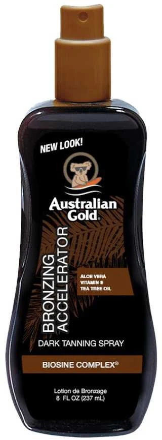 Australian Gold Tanning Accelerator Spray Gel Įdegį skatinantis purškiamas pienelis su bronzantais, 237 ml aprašymas - Prekės nuotrauka