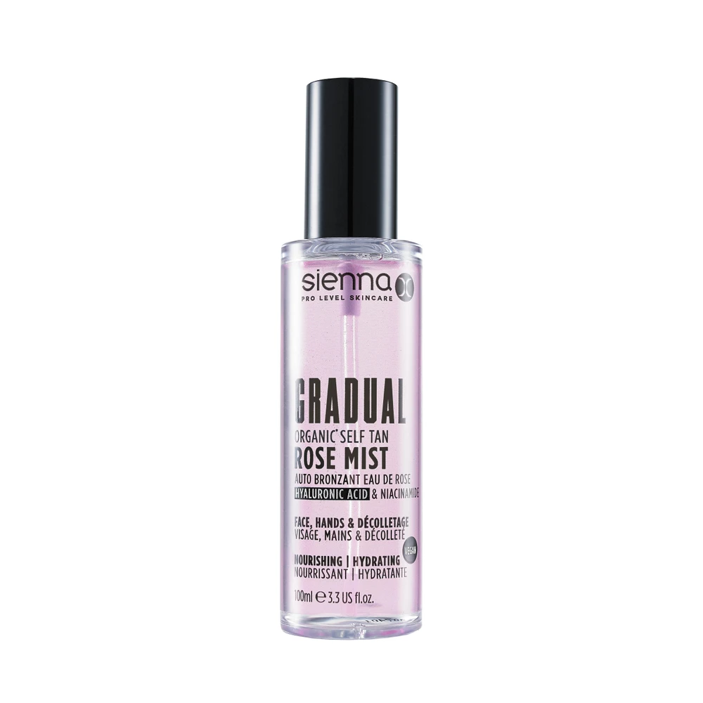 SIENNA X savaiminio įdegio rožių vandens dulksna GRADUAL ORGANIC ROSE MIST, 100ml