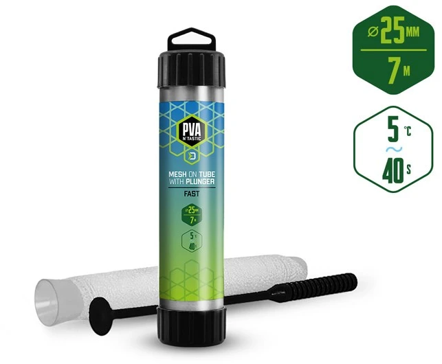 Delphin PVA n’tastic QUICK PVA tinklelis su vamzdeliu ir stūmikliu, 7 m / 25 mm