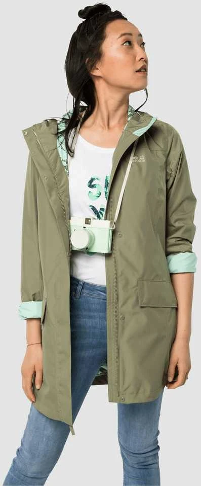 JackWolfskin Lietpaltis moterims JACK WOLFSKIN CAPE YORK COAT | chaki