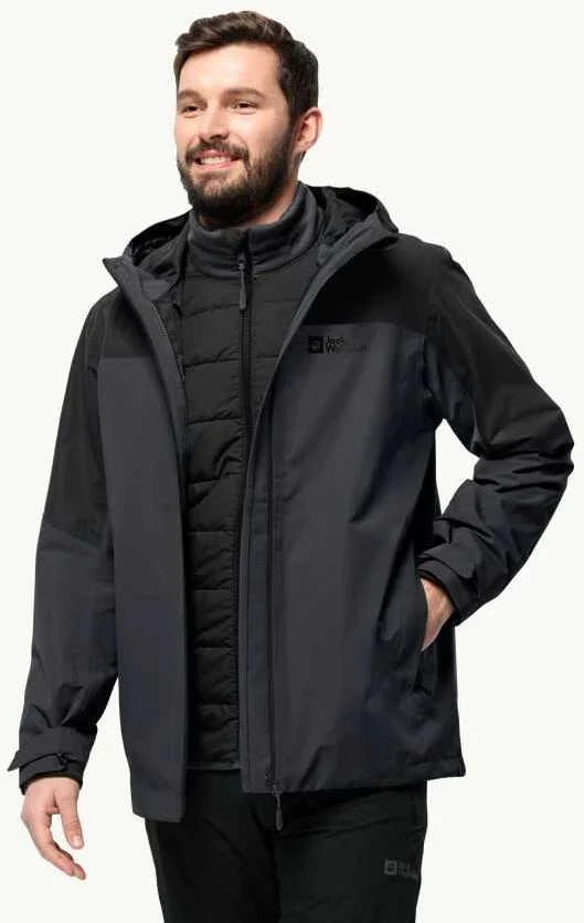 JackWolfskin Vyriška striukė Jack Wolfskin GLAABACH 3in1 | juoda