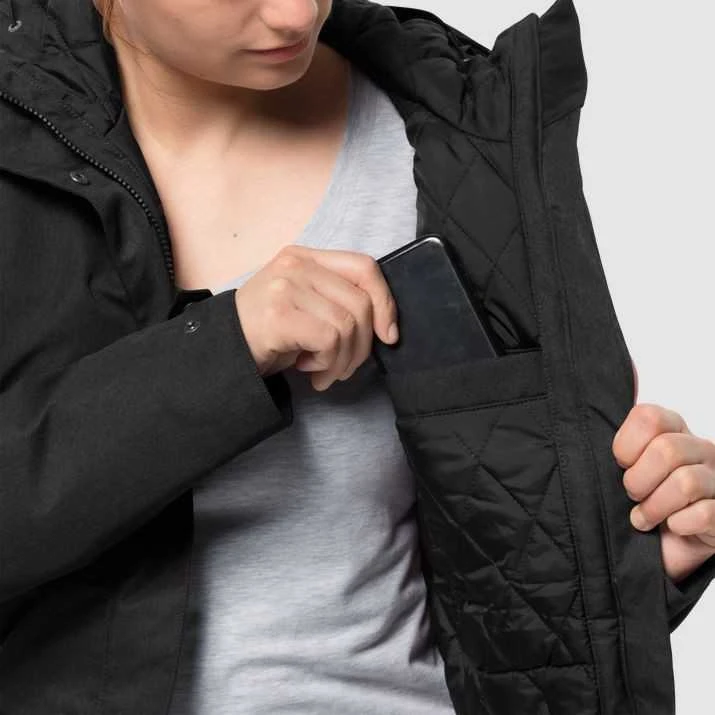 JackWolfskin Žieminė moteriška striukė Jack Wolfskin COASTAL RANGE | juoda