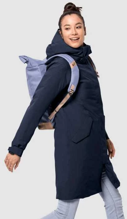 JackWolfskin Žieminis paltas moterims JACK WOLFSKIN COLD BAY COAT tamsiai mėlynas