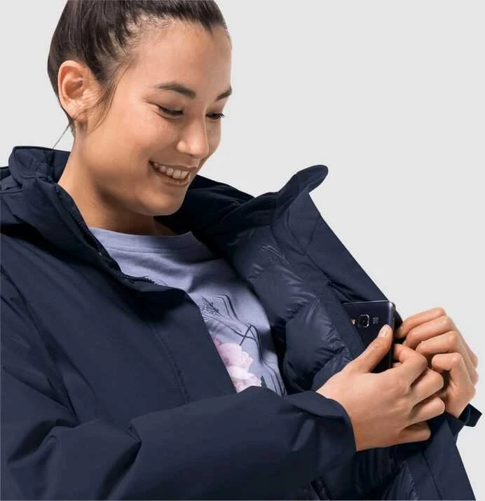 JackWolfskin Žieminis paltas moterims JACK WOLFSKIN COLD BAY COAT tamsiai mėlynas
