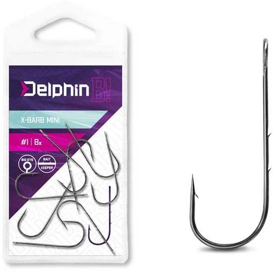 Kabliukai čeburaškoms Delphin X-Barb 2/ 4/ 6/ 8 dydžiai. 8 vnt.