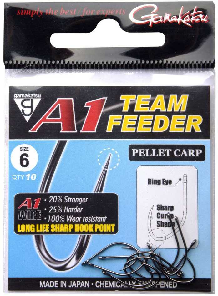 Kabliukai Gamakatsu A1 Team Feeder Pellet Carp, sidabrinės spalvos