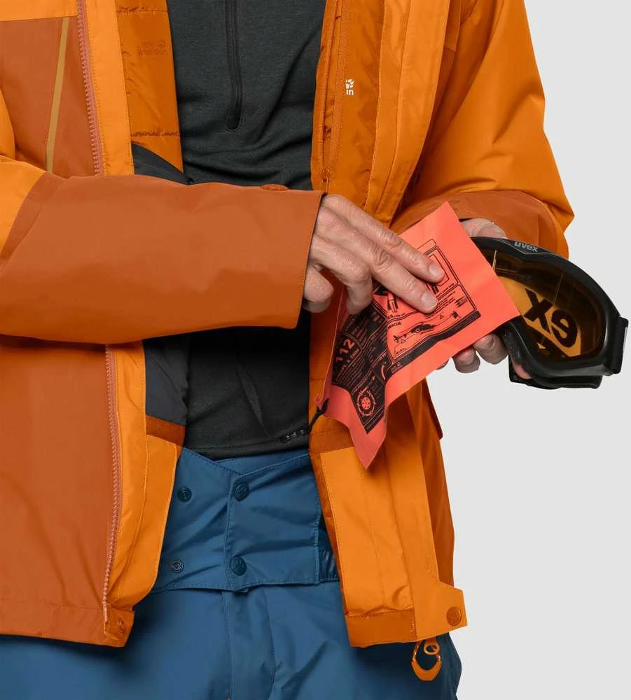JackWolfskin Slidinėjimo striukė vyrams JACK WOLFSKIN POWDER MOUNTAIN JACKET | oranžinė