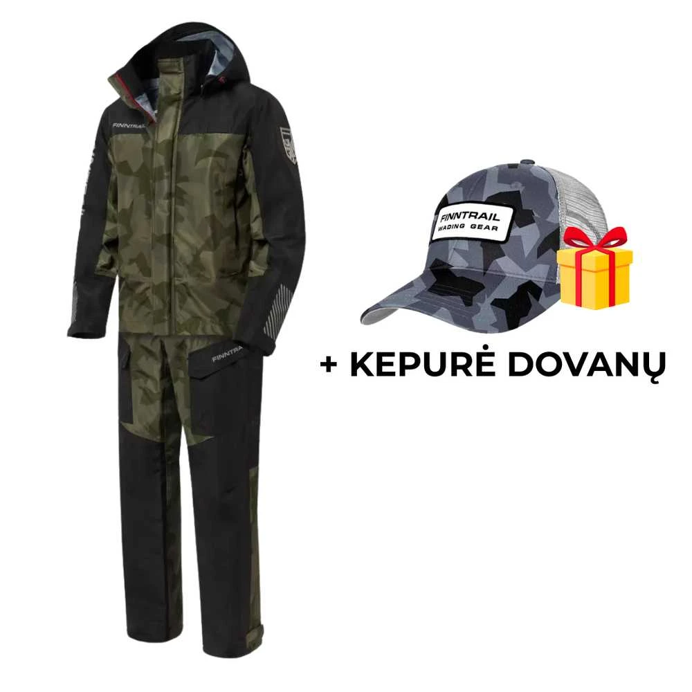 Laisvalaikio kostiumas ekstremalioms oro sąlygoms Finntrail THOR 3420 | Camo Shadow Žalias