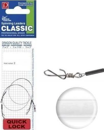 Pavadėliai Dragon Quick Lock Invisible Fluorocarbon A.F.W. Classic 10kg
