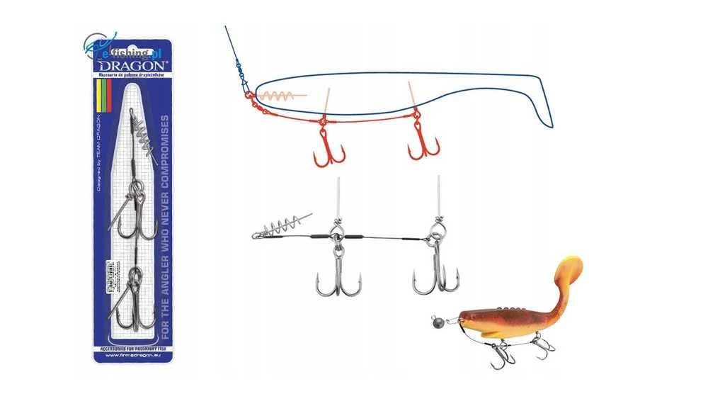 Sistemėlė Dragon sutvirtinti guminį masalą Surflon 1/0 9 cm 14 kg
