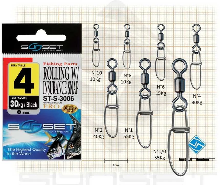 Suktukas su segtuku Sunset Rolling Swivel w/ Insurance Snap ST-S-3006