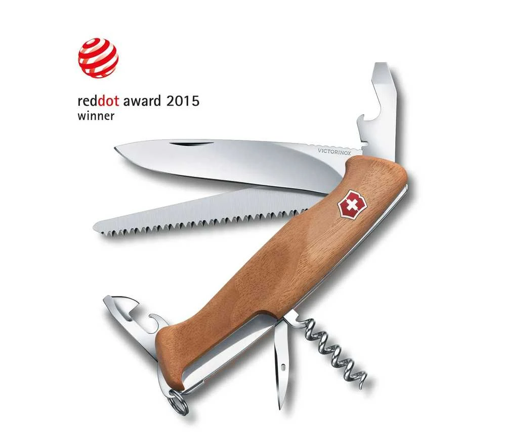 Šveicarija Victorinox Ranger 55 Wood kišeninis peilis su riešutmedžio kriaunomis