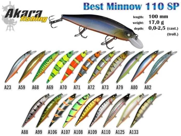 Vobleriai Akara Best Minnow 110SP, 17 g, 110 mm