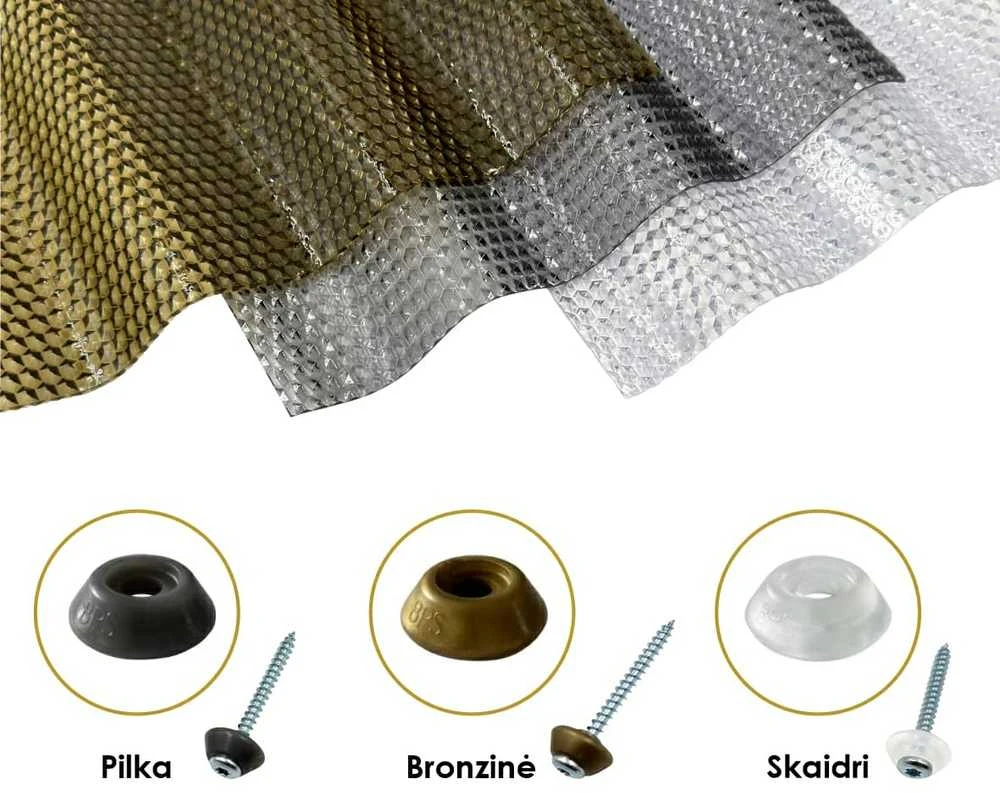 Baltic Plastic Solutions Tvirtinimo varžtai į medį su tarpine M5 x 50 mm MK PC DIAMONDS (3 spalvos) - Bronzinė