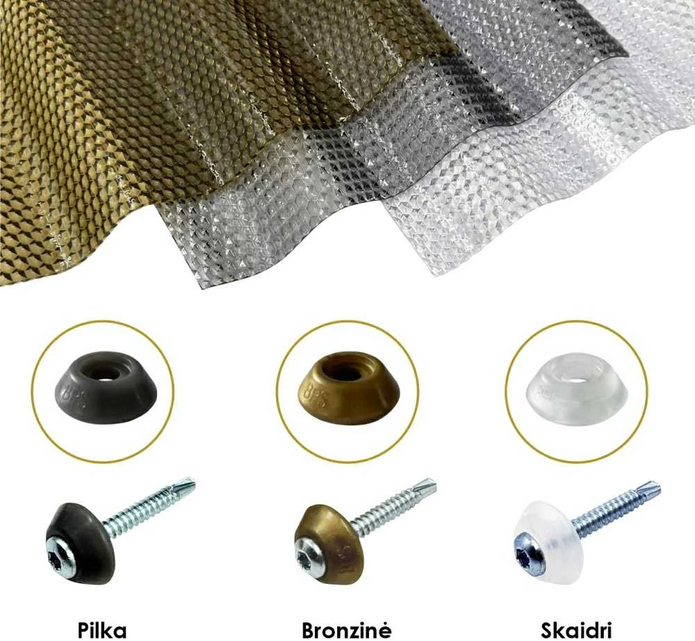 Baltic Plastic Solutions Tvirtinimo varžtai į metalą su tarpine M5 x 40 mm MK PC DIAMONDS (3 spalvos) - Pilka