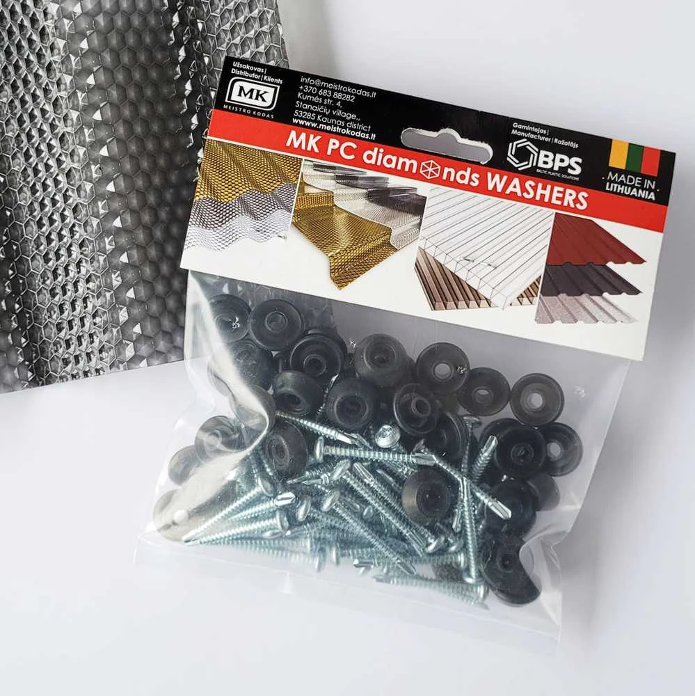 Baltic Plastic Solutions Tvirtinimo varžtai į medį su tarpine M5 x 50 mm MK PC DIAMONDS (3 spalvos) - Bronzinė