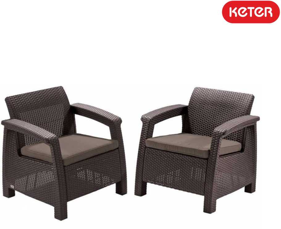 Lauko baldų komplektas Keter Corfu duo komplektas - Grafitinė