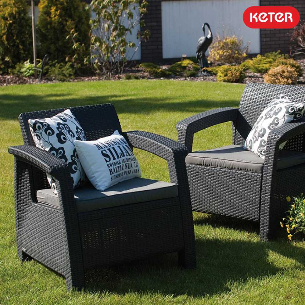 Fotelis Keter 2 fotelių komplektas Corfu duo rudas K223194
