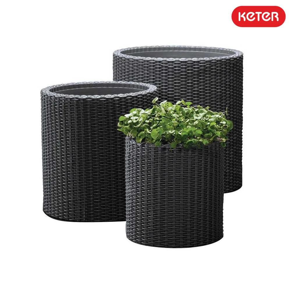 Keter CYLINDER S+M+L vazonų komplektas - Ruda