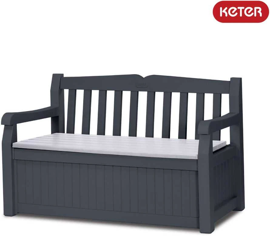 Keter EDEN GARDEN BENCH suoliukas 265L - Grafito/pilka