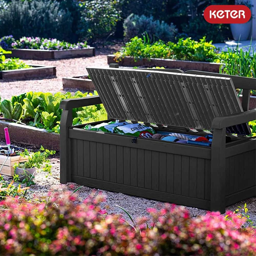 Keter EDEN GARDEN BENCH suoliukas 265L - Grafito/pilka