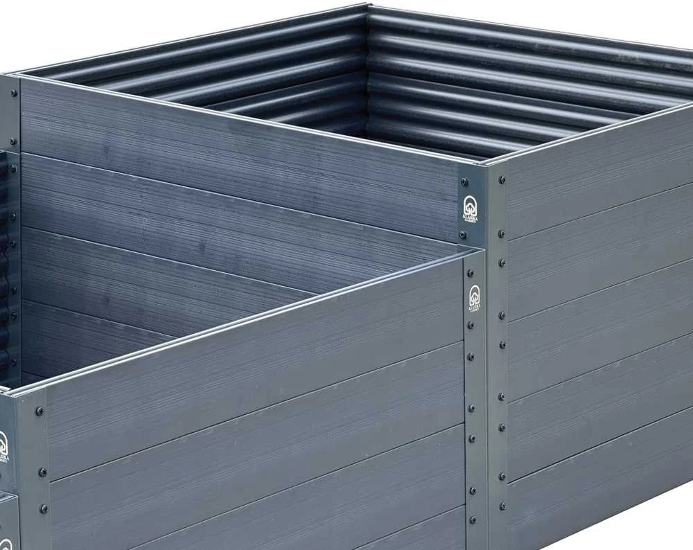 Klasika Garden NAUJO DIZAINO GPPS modulinė pakelta lysvė KLASIKA Woodlook (laiptai) - Ąžuolo imitacijos (ruda)