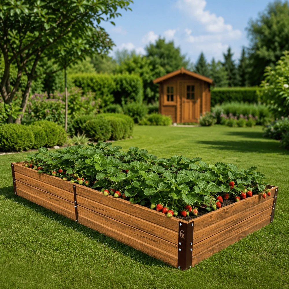 NAUJIENA! Pakelta lysvė KLASIKA GARDEN, medžio imitacijos - 150 x 75 x 30 cm