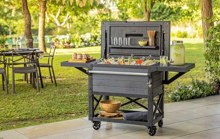Šaldiklis Keter Patio Cooler & Beverage Cart Pilkas